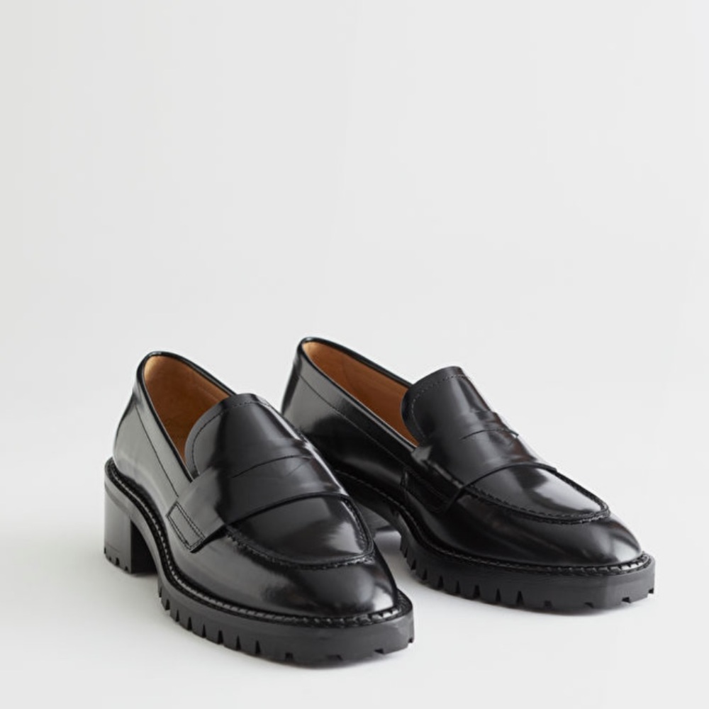 Heeled Leather Penny Loafers & other stories
